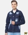 Shop Men's Solid Stylish Casual Denim Jacket-Front