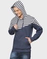 Shop Men's White Striped Full Sleeve Stylish Casual Hooded Sweatshirt-Design