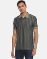 Shop Men's Striped Stylish Casual Polo T-Shirt-Front