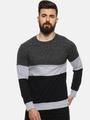 Shop Men's Black Color Block Stylish Casual T-Shirt-Front