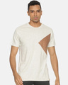 Shop Men's Cream Color Block Stylish Casual T-shirt-Front