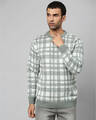 Shop Men's Green Stylish Checkered Casual Sweater-Front