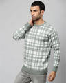 Shop Men's Green Stylish Checkered Casual Sweater-Full