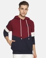 Shop Men's Stylish Color Blocked Casual Hooded Sweatshirt-Front