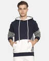 Shop Men's Stylish Color Blocked Casual Hooded Sweatshirt-Front