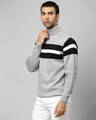 Shop Men's Grey & Black Stylish Striped Casual Sweater-Design