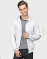 Shop Men's Grey Zipper Solid Full Sleeve Stylish Casual Hooded Sweatshirt-Front