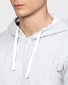 Shop Men's Grey Zipper Solid Full Sleeve Stylish Casual Hooded Sweatshirt-Full