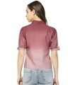 Shop Polo Neck With Front Drawstring Tag Closure Maroon Shirt For Women-Design