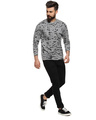 Shop Printed Men's Round or Crew Grey Stylish Casual T-Shirt-Full