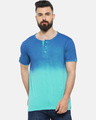 Shop Solid Men's Henley Neck Stylish New Trends Sea Green Casual T-Shirt-Front