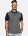 Shop Solid Men's Polo Neck Grey Blue T-Shirt-Front