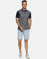 Shop Solid Men's Polo Neck Grey Blue T-Shirt-Full