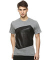 Shop Men's Grey Color Block Round Neck T-shirt-Front