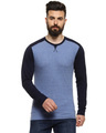 Shop Solid Men's Round or Crew Blue Stylish Casual T-Shirt-Front
