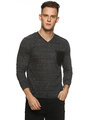 Shop Solid Men's V Neck Grey Full Sleeve T-Shirt-Front