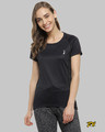 Shop Solid Women's Round Neck Black Sports Jersey T-Shirt-Front