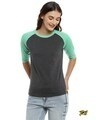 Shop Solid Women's Round Neck Charcoal Green  T-Shirt-Front