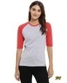 Shop Women's Round Neck Grey Peach T-Shirt-Front