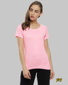 Shop Solid Women's Round Neck Pink Sports Jersey T-Shirt-Front