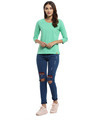 Shop Solid Women's Round Neck Sea Green  T-Shirt-Full