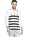 Shop Striped Men's's Round Neck White T-Shirt-Front