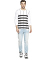 Shop Striped Men's's Round Neck White T-Shirt-Full