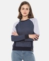 Shop Women's Blue Colorblock Casual Sweatshirt-Design