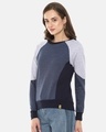 Shop Women's Blue Colorblock Casual Sweatshirt-Full