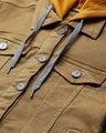 Shop Women's Brown Color Block Stylish Casual Denim Jacket