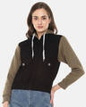 Shop Women's Black & Grey Colorblock Stylish Casual Denim Jacket-Front