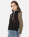 Shop Women's Black & Grey Colorblock Stylish Casual Denim Jacket-Full