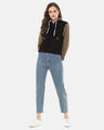 Shop Women's Black & Grey Colorblock Stylish Casual Denim Jacket