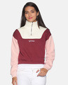 Shop Women's Colorblock Maroon Stylish Casual Sweatshirt-Front