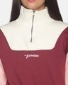Shop Women's Colorblock Maroon Stylish Casual Sweatshirt