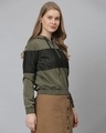 Shop Women's Green Colourblocked Windcheater Bomber Jacket-Design