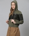 Shop Women's Green Colourblocked Windcheater Bomber Jacket-Full