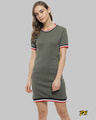 Shop Women's Fit & Flare Body Con Green Dress-Front