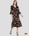 Shop Women Floral Design Stylish Casual Dress-Front