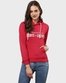 Shop Women's Maroon Printed Stylish Casual Hooded Sweatshirt-Front