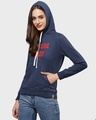 Shop Women's Blue Printed Stylish Casual Hooded Sweatshirt-Design