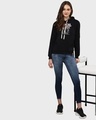 Shop Women's Black Printed Stylish Casual Hooded Sweatshirt