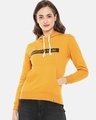 Shop Women's Yellow Typhography Stylish Casual Hooded Sweatshirt-Front