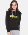 Shop Women's Black Typography Stylish Casual Hooded Sweatshirt-Front