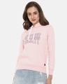 Shop Women's Pink Typography Stylish Casual Hooded Sweatshirt-Front