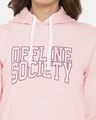 Shop Women's Pink Typography Stylish Casual Hooded Sweatshirt