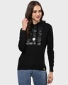 Shop Women's Black Printed Stylish Casual Hooded Sweatshirt-Front