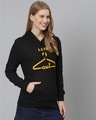 Shop Women's Black Printed Stylish Casual Hooded Sweatshirt-Full