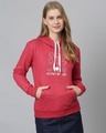 Shop Women's Maroon Typography Stylish Casual Hooded Sweatshirt-Front