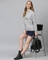Shop Women's Grey Printed Stylish Casual Hooded Sweatshirt